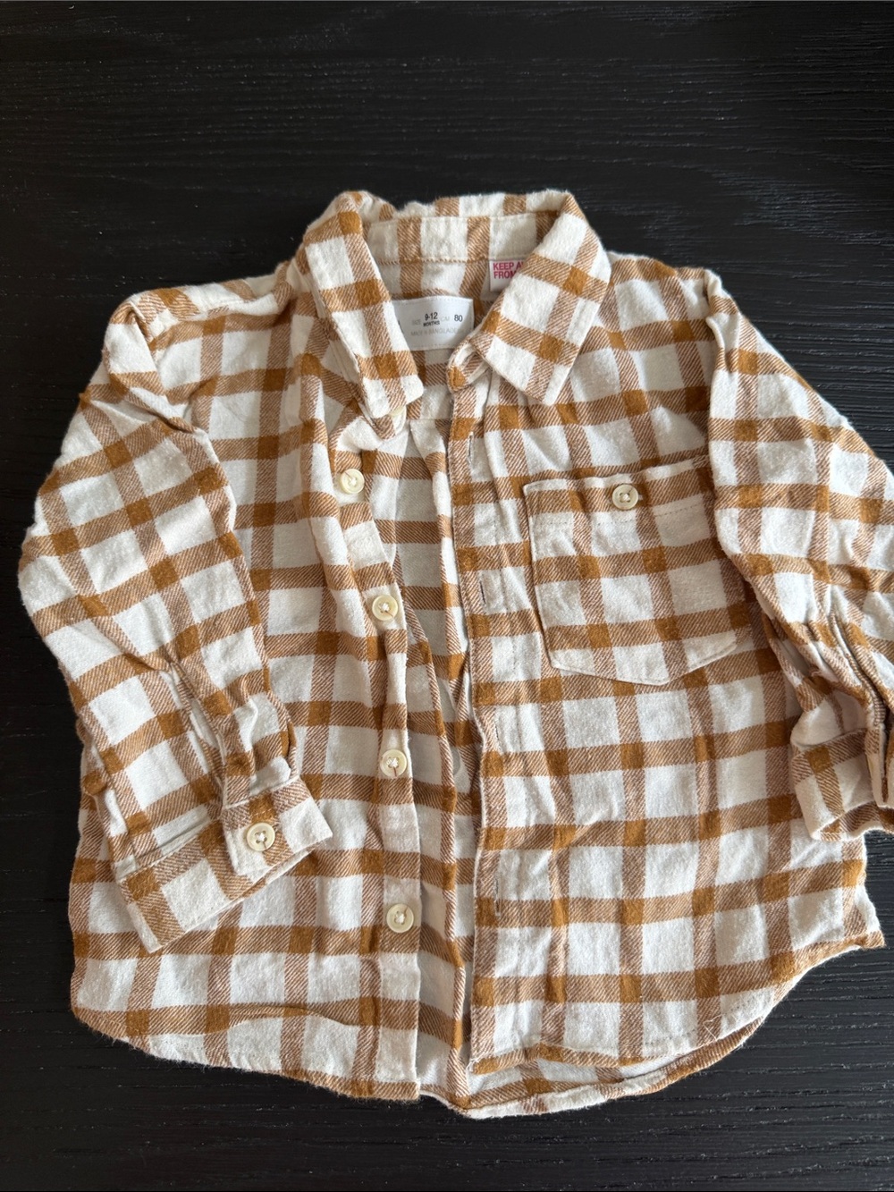 Zara Kids Plaid Button-Down Shirt - Cream & Brown